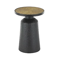 22.25" Black Metal Handmade Accent Table with Rope Tabletop