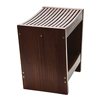 Hello Honey® 18" Modern Slatted Solid Wood Stool With Storage Shelf