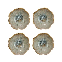 Hello Honey® 4.75" Blue & Brown Stoneware Flower Bowl with Reactive Glaze