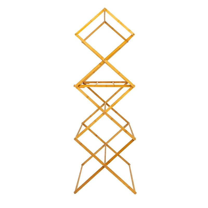 Household Essentials 60" Oversized Folding Bamboo Clothes Drying Rack with Flat Shelf