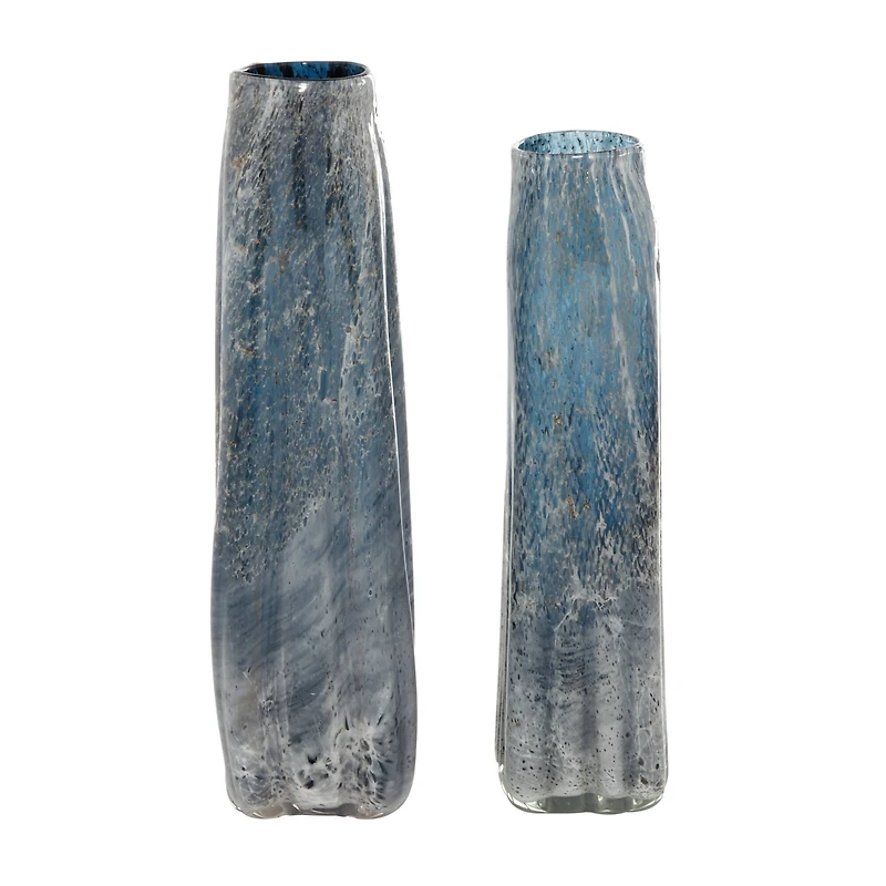 The Novogratz Blue Glass Contemporary Vase Set