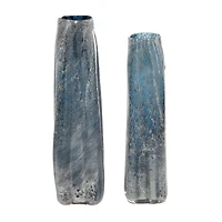 The Novogratz Blue Glass Contemporary Vase Set