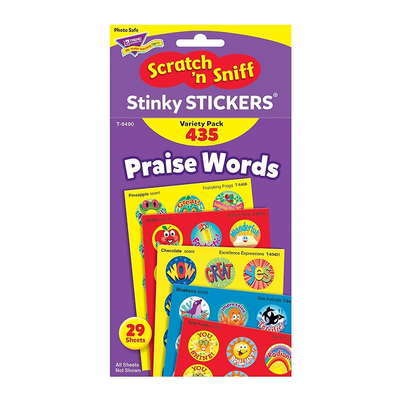 Trend Enterprises® Praise Words Scratch 'n Sniff Stinky Stickers® Variety Pack