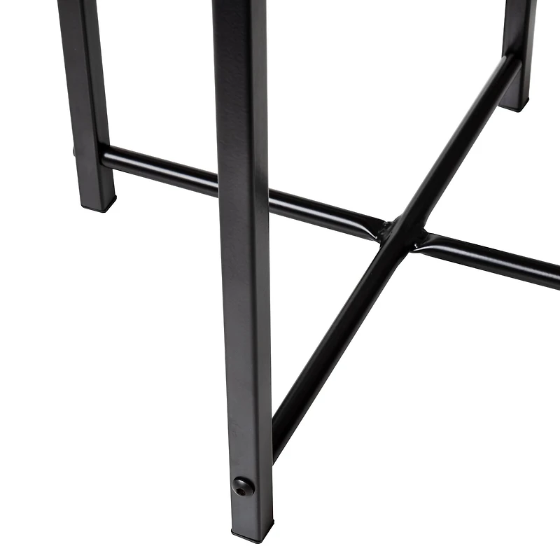 Honey Can Do Natural X-Pattern Base Round Side Table