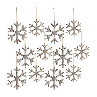 12 Pack Rustic Snowflake Ornaments
