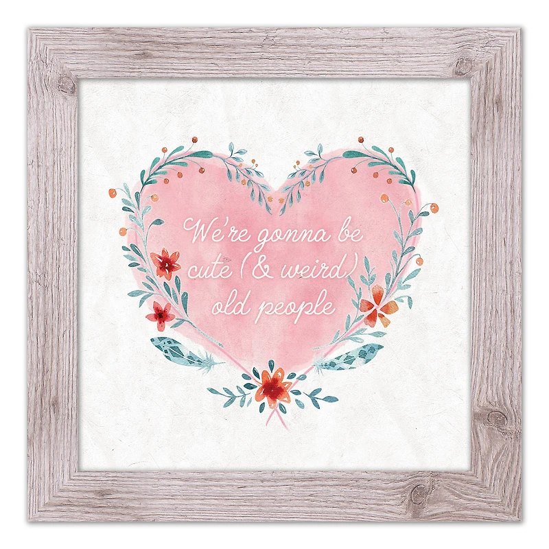 Cute Weird Old People Heart Western White Framed Print