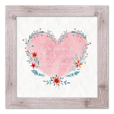 Cute Weird Old People Heart Western White Framed Print