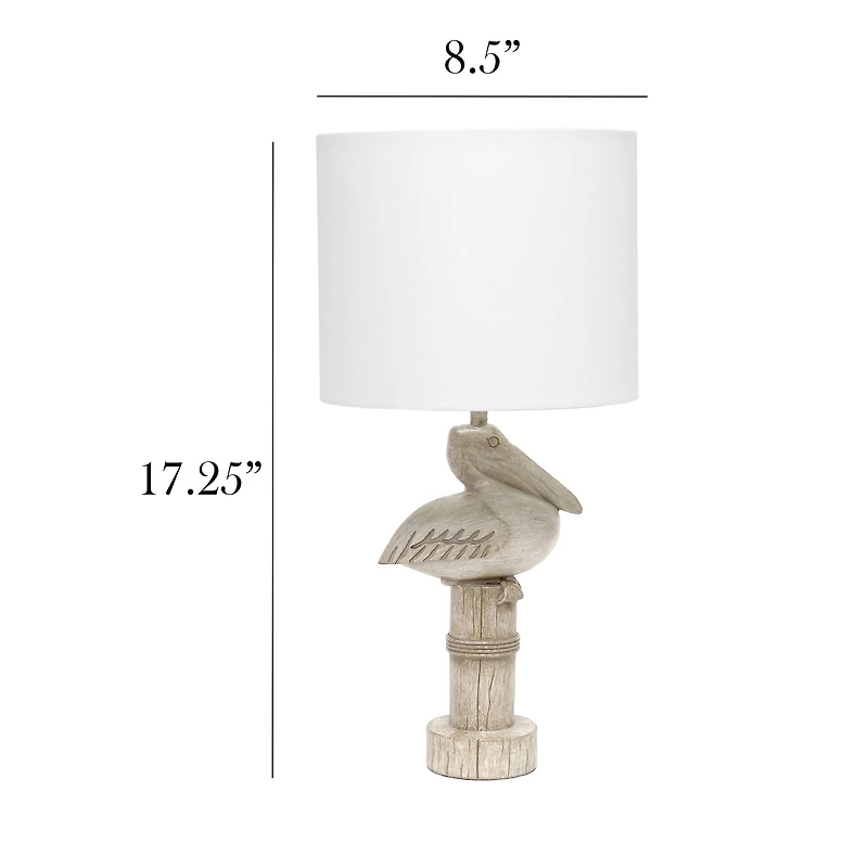 Simple Designs™ 17" Beige Wash Sitting Pelican Table Lamp with White Shade