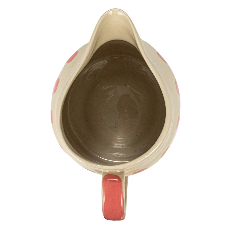 Hello Honey® 9" Hand-Painted Wax Relief Pink Sriped Stoneware Pitcher