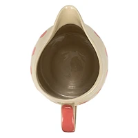 Hello Honey® 9" Hand-Painted Wax Relief Pink Sriped Stoneware Pitcher