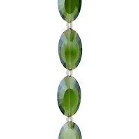 12 Pack: Green Glass Faceted Oval Beads, 20mm by Bead Landing™