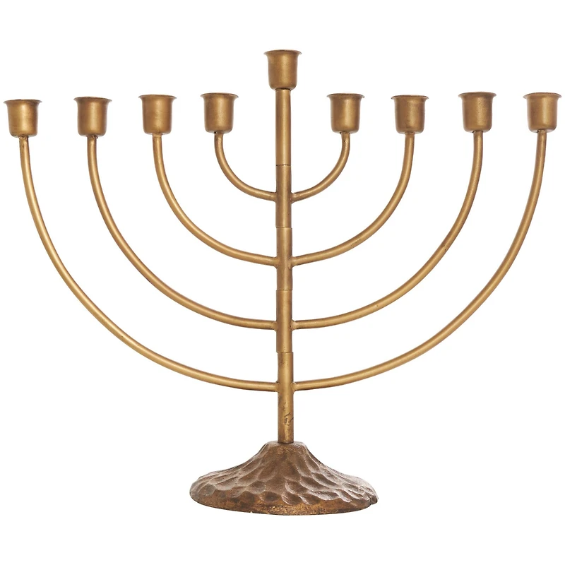 17" Bronze Metal Layered Arch Candelabra with Textured Base