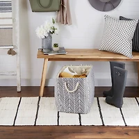 DII® Large Gray Herringbone Rectangle Fabric Bin