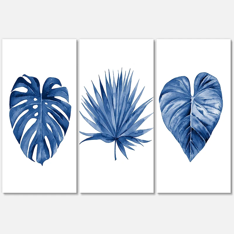 Designart - Classic Blue Tropical Leaves