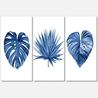 Designart - Classic Blue Tropical Leaves