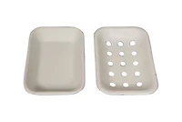 Hello Honey® White Enameled Metal Soap Dish with Tray Set