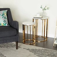 16" Gold Iron Contemporary Accent Table Set