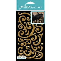 Jolee's Boutique Stickers-Gold Puffy Flourish & Gems
