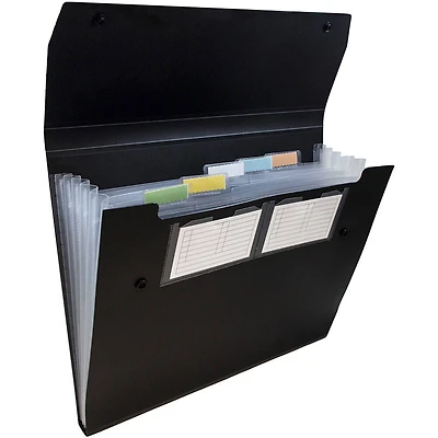 JAM Paper 9" x 13" Black Plastic 6 Pocket Expanding Accordion File Folder, 2ct.