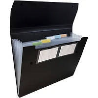 JAM Paper 9" x 13" Black Plastic 6 Pocket Expanding Accordion File Folder, 2ct.