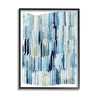 Stupell Industries Nautical Inspired Abstraction Blue Beige Blocked Lines in Frame Wall Art