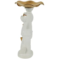 13" White & Gold Ceramic Bulldog Sculpture