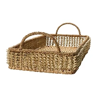 2.5ft. Natural Hand-Woven Buri Palm Tray with Handles
