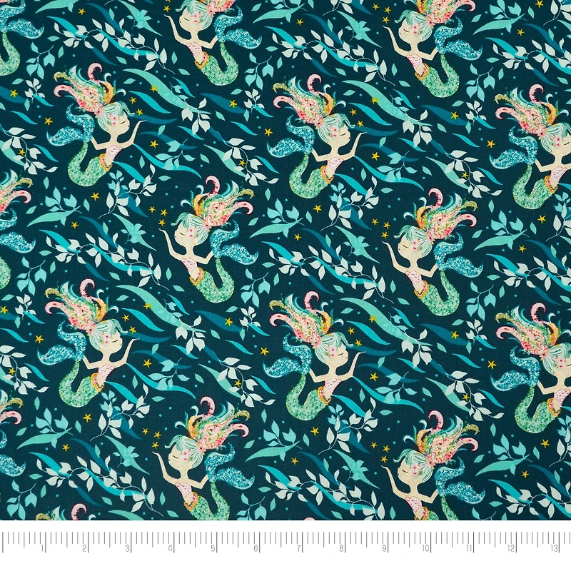 SINGER Denise Palmer Navy Mermaid Cotton Fabric