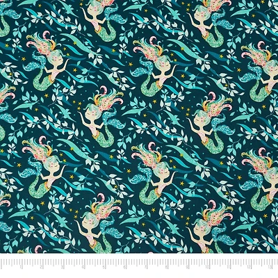 SINGER Denise Palmer Navy Mermaid Cotton Fabric