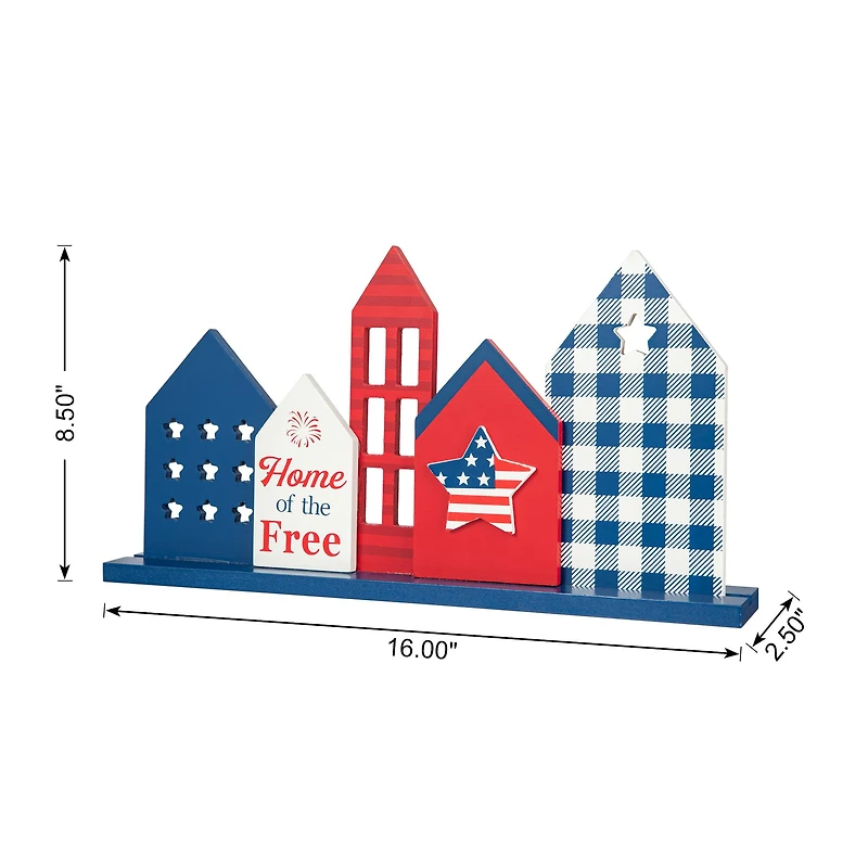 Glitzhome® 16" Wooden Patriotic America House Table Décor