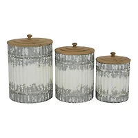 White Metal Farmhouse Decorative Jar Set