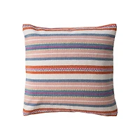 Woven Cotton Pillow With Stripes