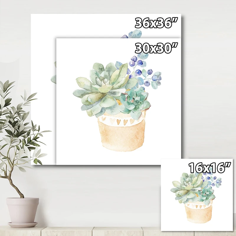 Designart - Succulent Flower In Terracotta Pot II