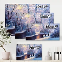 Designart Christmas Forest with River & Trees I Canvas Wall Art