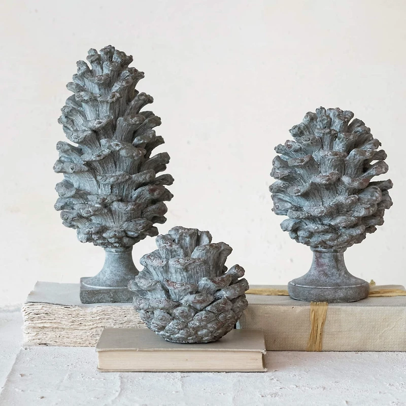 Hello Honey® 13.5" Tall Round Verdigris Finish Pinecone Finial with Base