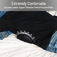 Mind Reader Lumbar Support Pillow with Air-Cloud Technology, Memory Foam Cushion for Back, Waist & Hip Pain Relief, Breathable Cover, Black