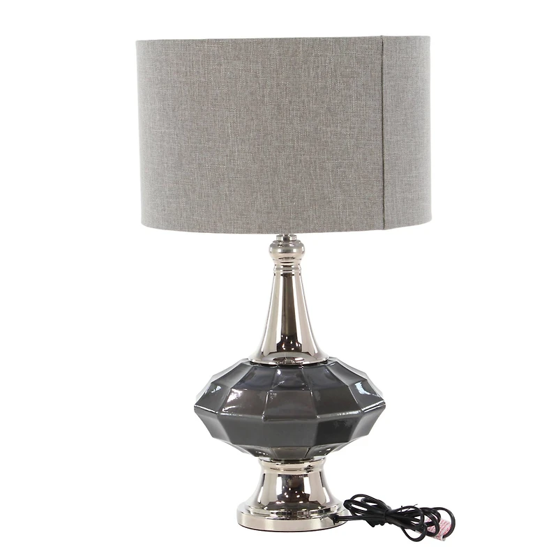 Silver Glass Traditional Table Lamp, 27" x 16" x 16"