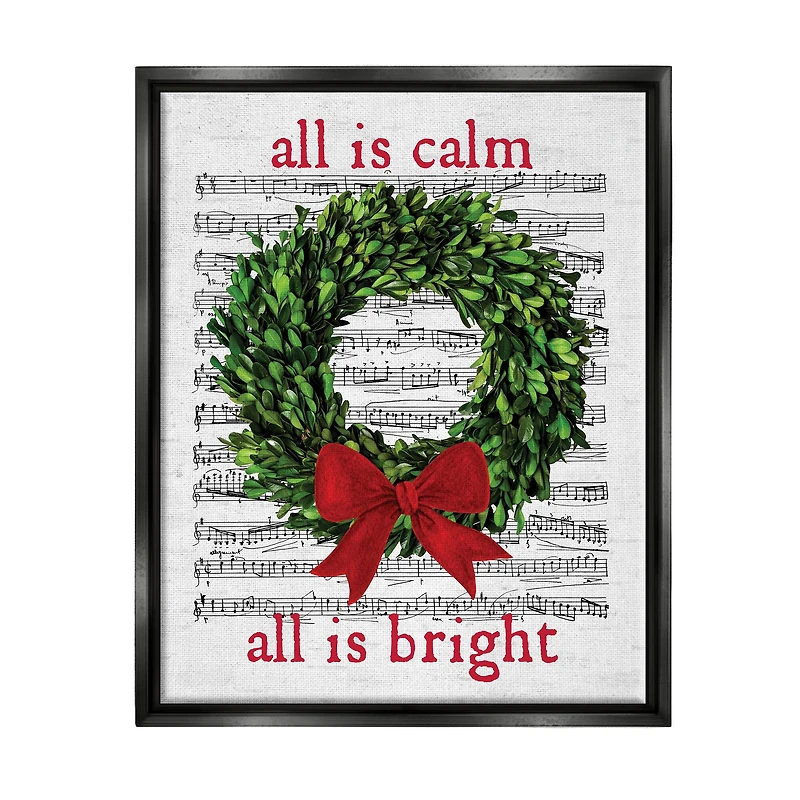 Stupell Industries All Is Calm Christmas Song Framed Floater Canvas Wall Art