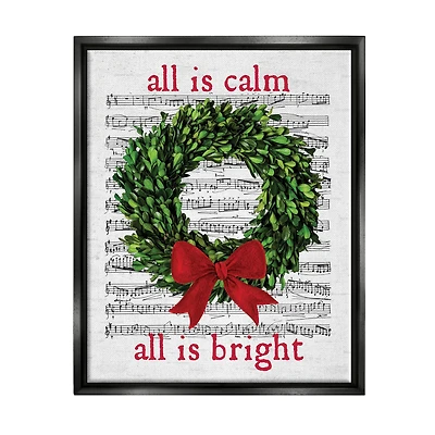 Stupell Industries All Is Calm Christmas Song Framed Floater Canvas Wall Art