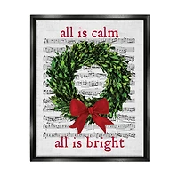 Stupell Industries All Is Calm Christmas Song Framed Floater Canvas Wall Art