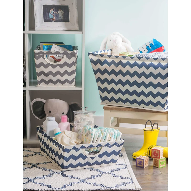 DII® Small Gray Chevron Trapezoid Fabric Bin