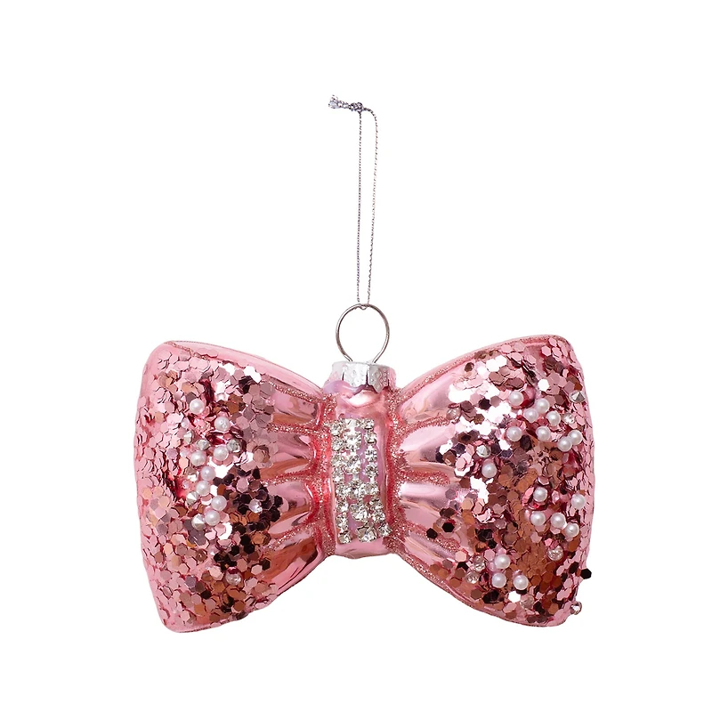 3.5" Pink Bow Glass Ornament by Ashland®