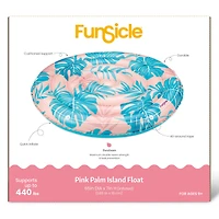 Funsicle 65" Round Pink & Blue Palm Island Float Round Inflatable Pool & Water Lounge
