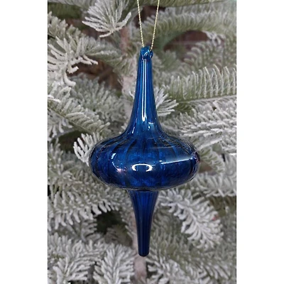 Wizardi 6" Blue Spire Glass Christmas Ornament