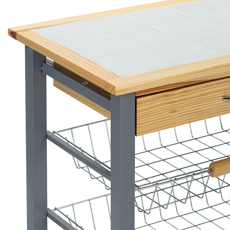Organize It All Rolling Kitchen Cart with Wine Rack