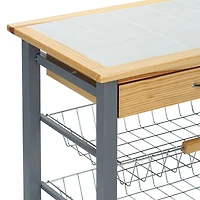 Organize It All Rolling Kitchen Cart with Wine Rack