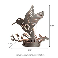 Glitzhome® 9.75" Metal Flying Hummingbird Silhouette Solar Powered Edison Bulb Outdoor Lantern