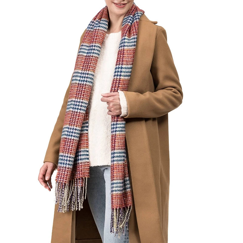 Glitzhome® 70" Orange, White & Gray Scarf with Tassels