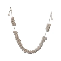 Hello Honey® 8ft. Cream Fabric Pom Pom Swag with Metallic Gold Thread