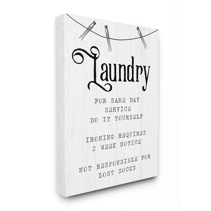 Stupell Industries Family Laundry Room Service Rustic Style Humor Canvas Wall Art